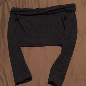 long sleeve off shoulder crop top